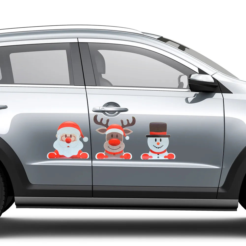 Christmas Light Bulb Old Man Snowman Gnome Elk Car Decoration Magnetic Reflective Sticker