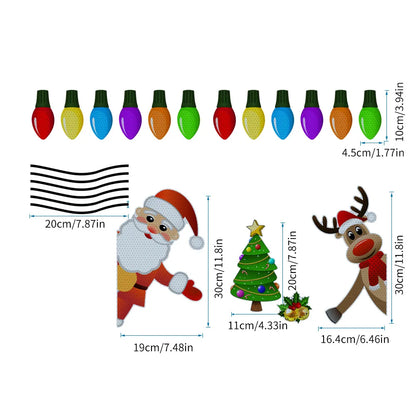 Christmas Light Bulb Old Man Snowman Gnome Elk Car Decoration Magnetic Reflective Sticker