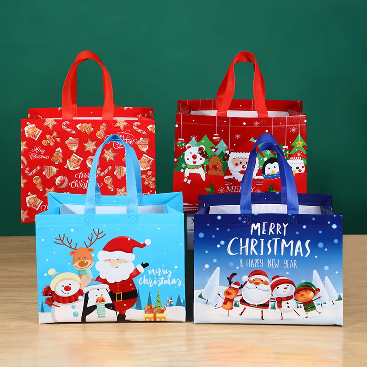 Christmas Non-Woven Bag Wholesale Handbag Cartoon Christmas Gift Bag Environmental Protection Bag Folding Storage Bag