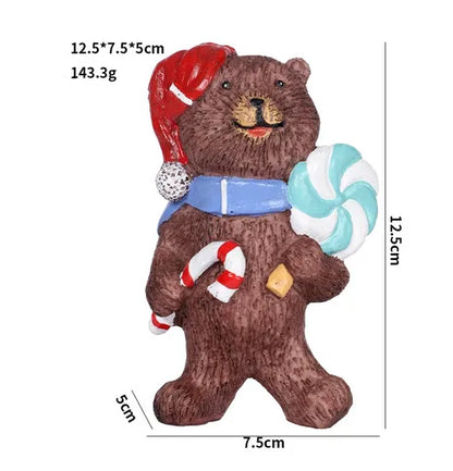 Christmas Nordic Style Cute Bear Resin Holiday Daily Ornaments Decorative Props