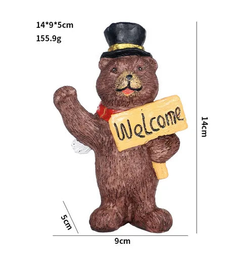 Christmas Nordic Style Cute Bear Resin Holiday Daily Ornaments Decorative Props