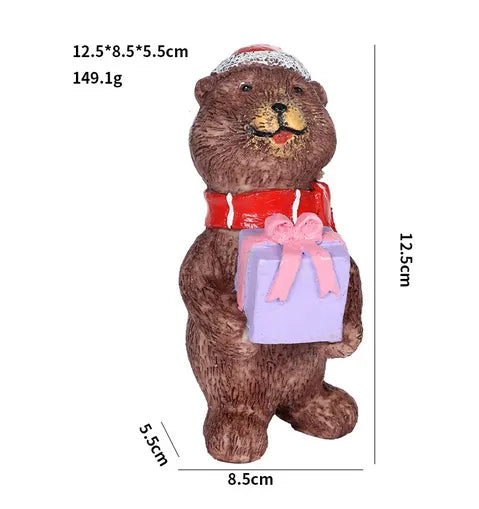 Christmas Nordic Style Cute Bear Resin Holiday Daily Ornaments Decorative Props