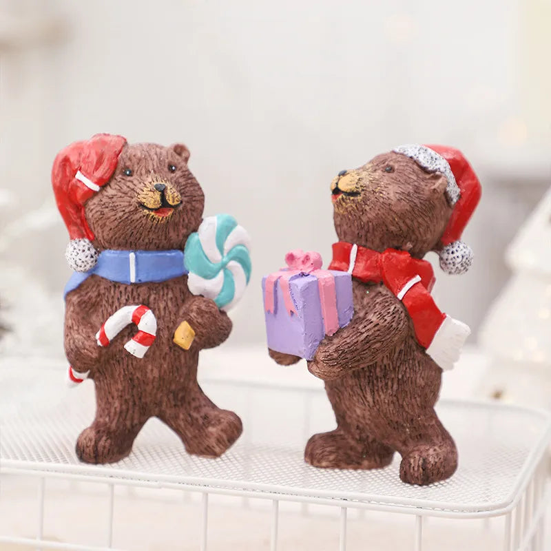 Christmas Nordic Style Cute Bear Resin Holiday Daily Ornaments Decorative Props