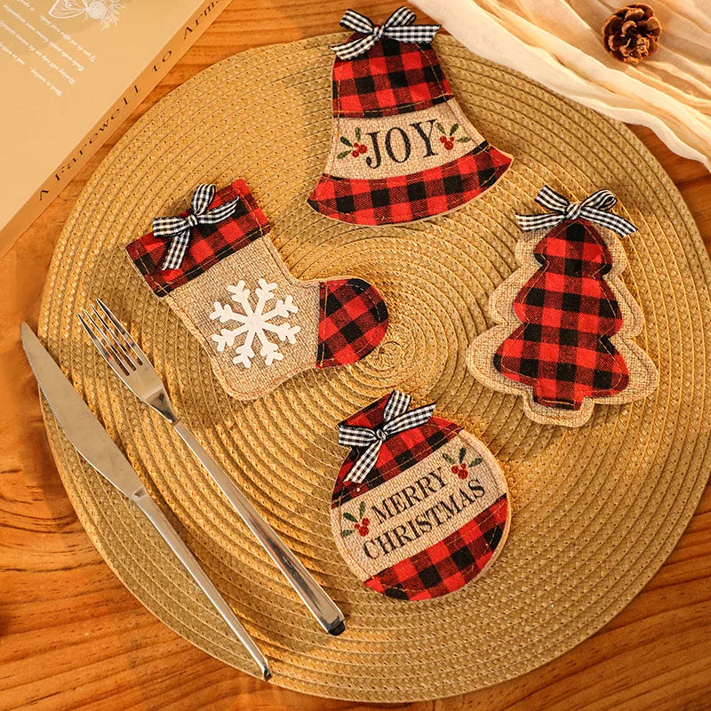 Christmas Nordic Style Cute Christmas Tree Christmas Socks Bell Party Festival Knife And Fork Sleeve Decorative Props