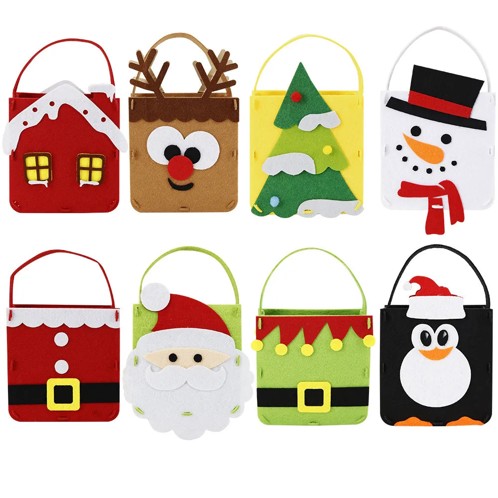 Christmas Nordic Style Cute Modern Style Christmas House Santa Claus Felt Cloth Party Festival Gift Bags