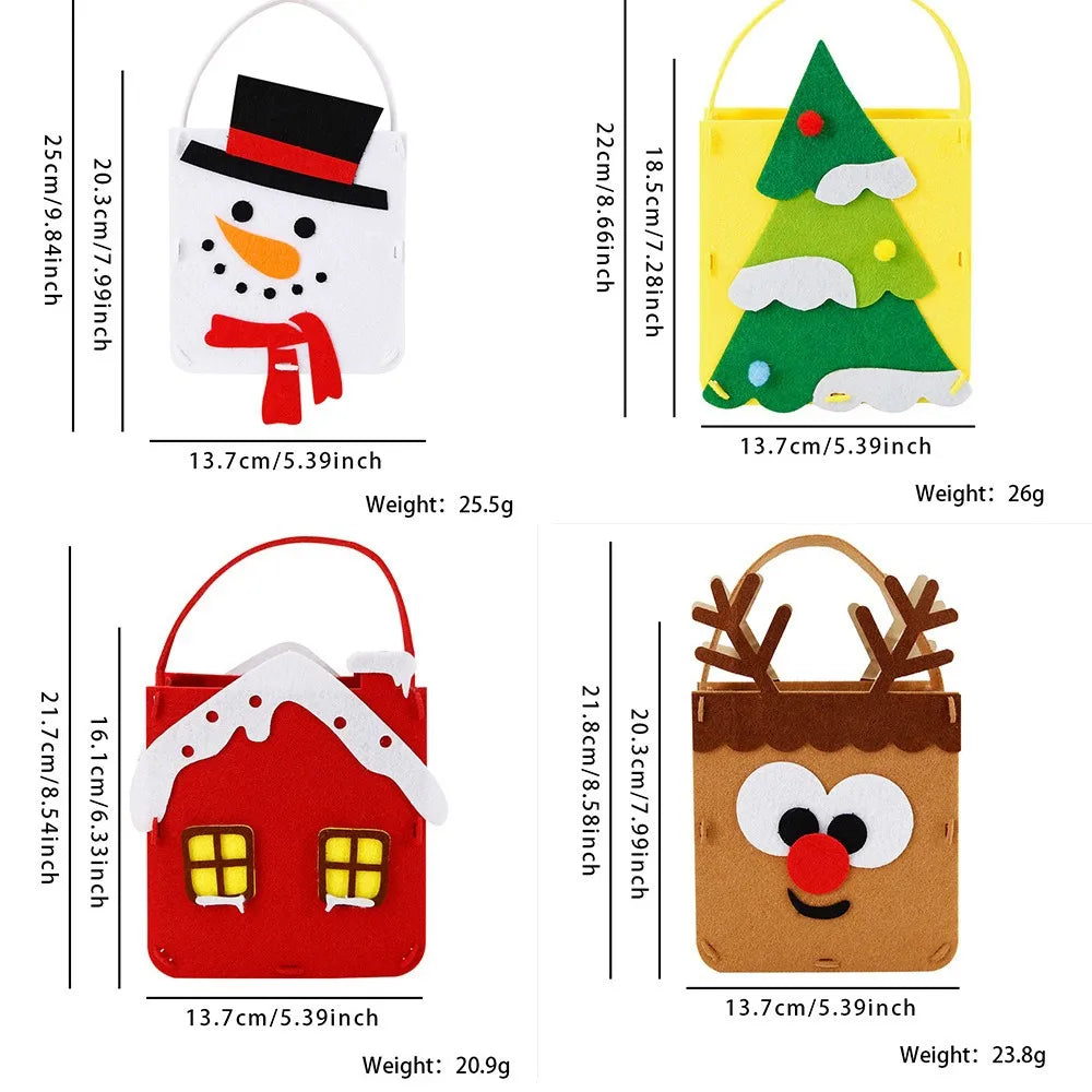 Christmas Nordic Style Cute Modern Style Christmas House Santa Claus Felt Cloth Party Festival Gift Bags