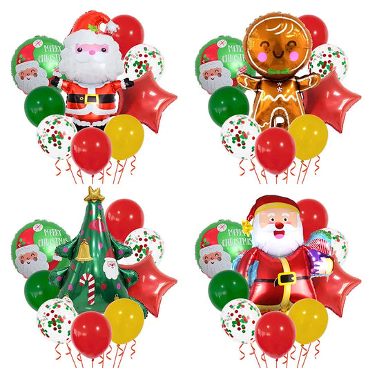 Christmas Nordic Style Cute Modern Style Christmas Tree Santa Claus Letter Aluminum Film Christmas Party Festival Balloons