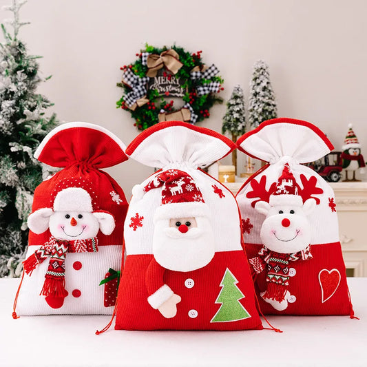 Christmas Nordic Style Santa Claus Snowman Cloth Party Festival Gift Wrapping Supplies Gift Bags