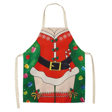 Christmas Retro Cartoon Linen Apron 1 Piece