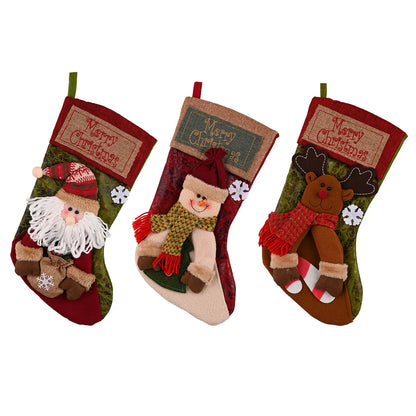 Christmas Retro Santa Claus Snowman Elk Cloth Party Christmas Socks