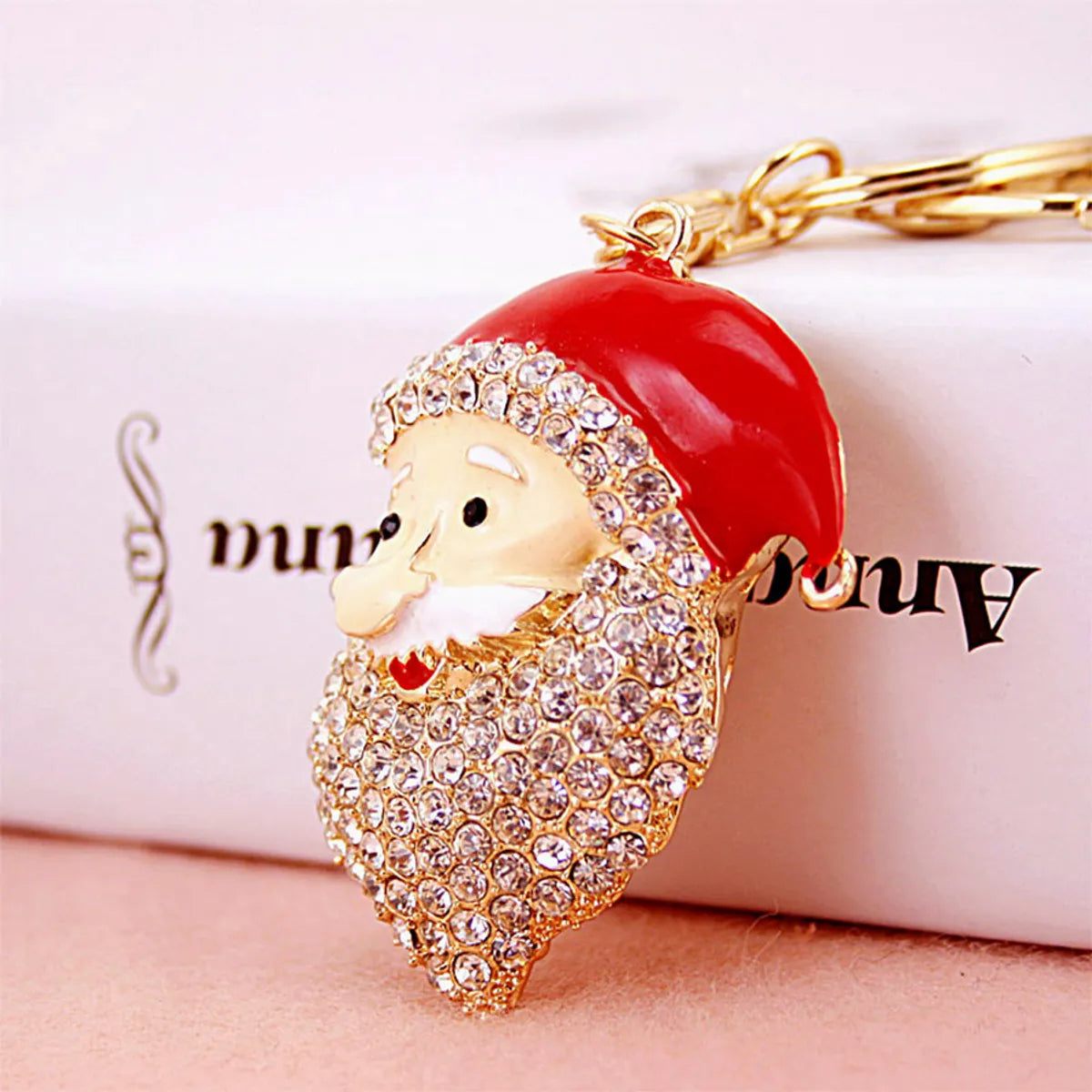 Christmas Santa Claus Alloy Plating Inlay Rhinestones Christmas Unisex Bag Pendant Keychain