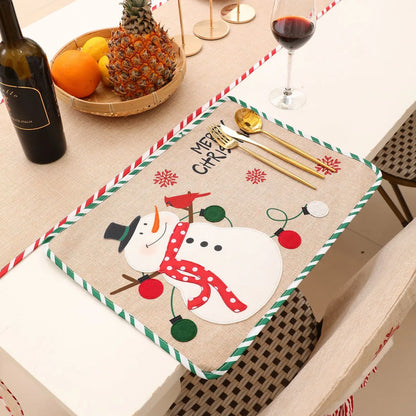 Christmas Santa Claus Snowman Cloth Banquet Family Gathering Party Tablecloth