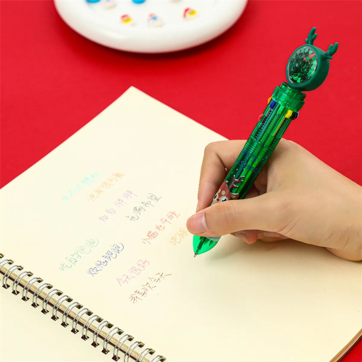 Christmas Sequins Press 10-Color Ballpoint Pen Creative Christmas Prize Children Student Small Gifts Present