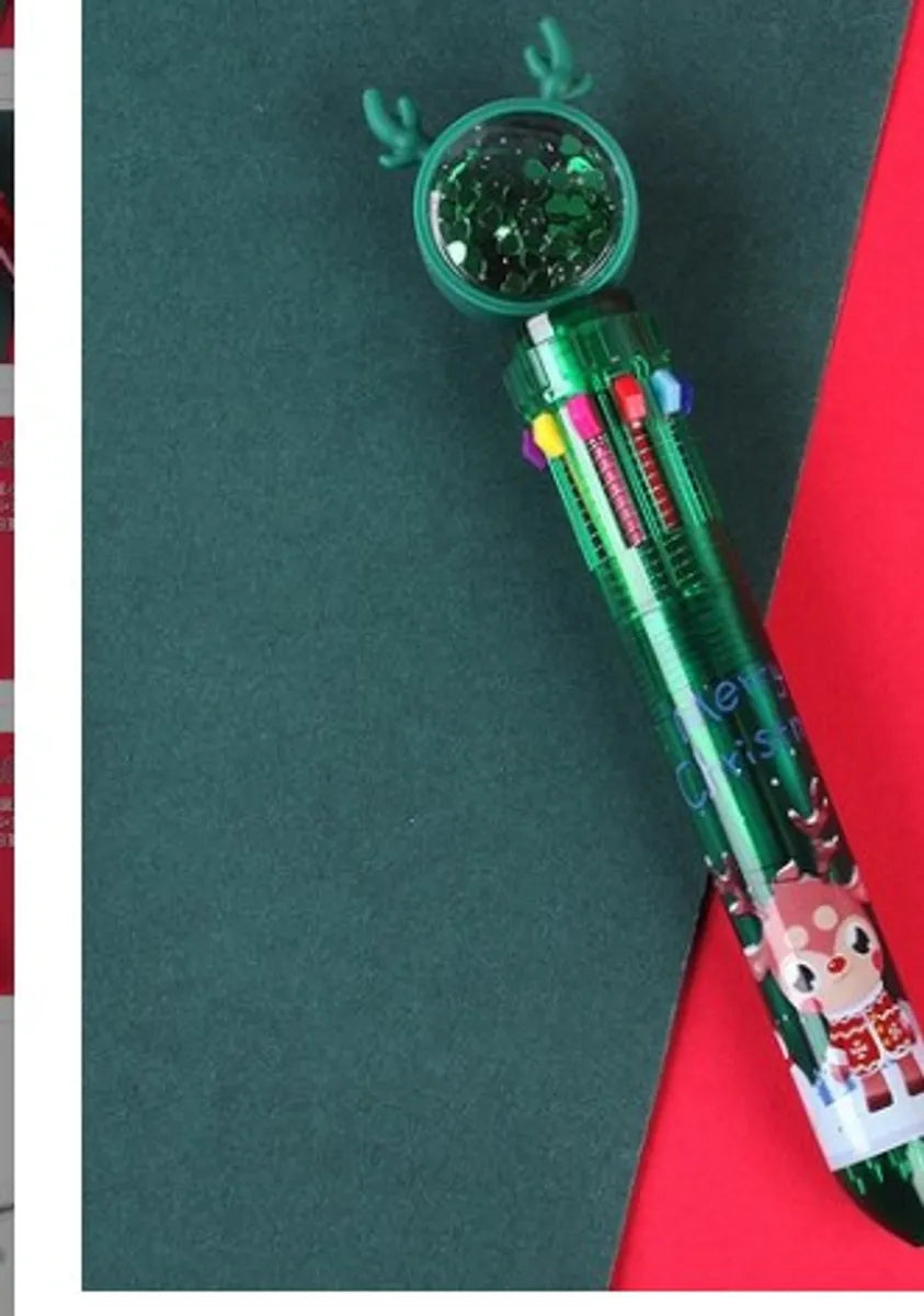 Christmas Sequins Press 10-Color Ballpoint Pen Creative Christmas Prize Children Student Small Gifts Present