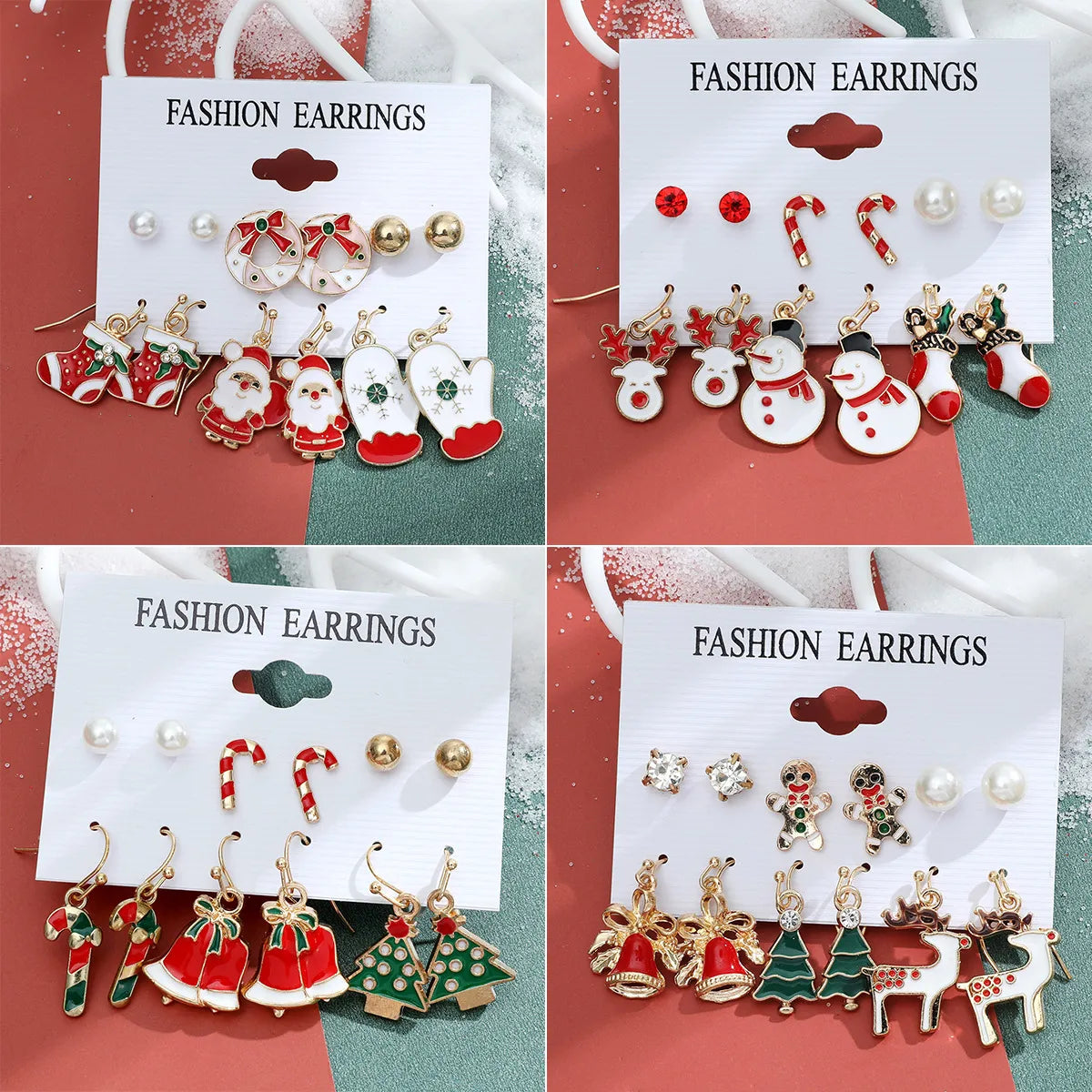 Christmas Plating Alloy No Inlaid Earrings Ear Studs