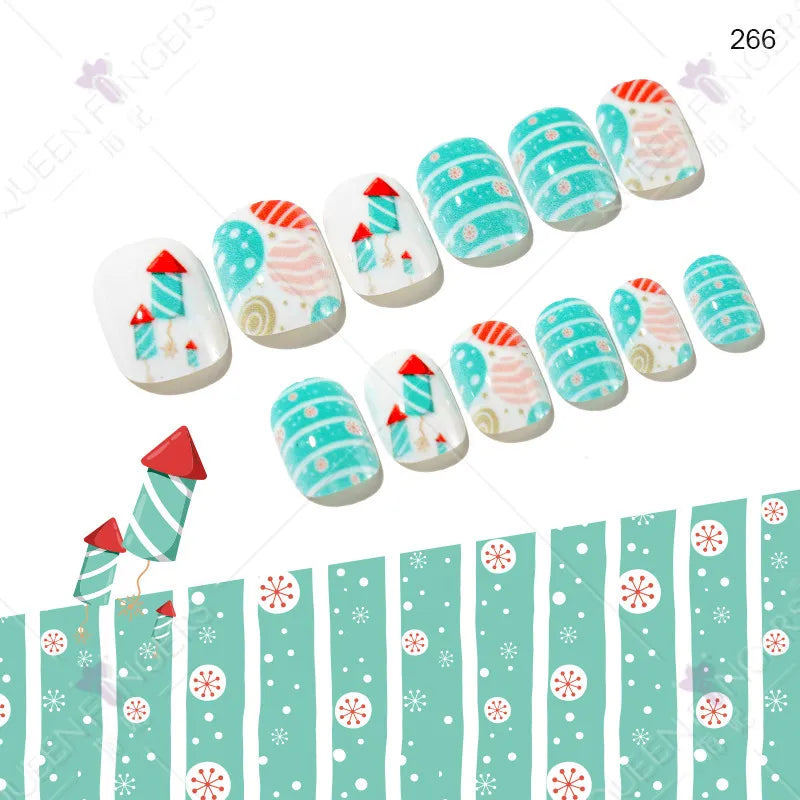 Christmas Simple Style Cartoon Plastic Press-On Nails 1 Set