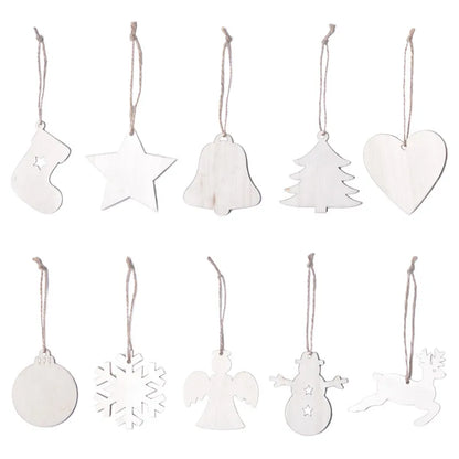 Christmas Simple Style Classic Style Christmas Tree Heart Shape Wood Holiday Festival Hanging Ornaments Decorative Props