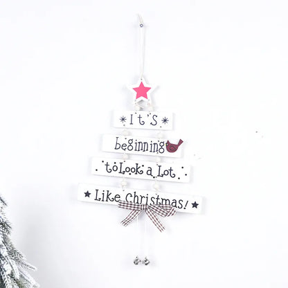 Christmas Simple Style Classic Style Christmas Tree Wood Holiday Daily Hanging Ornaments Decorative Props