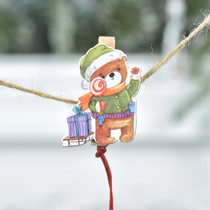 Christmas Simple Style Classic Style Penguin Santa Claus Wood Holiday Festival Hanging Ornaments Decorative Props