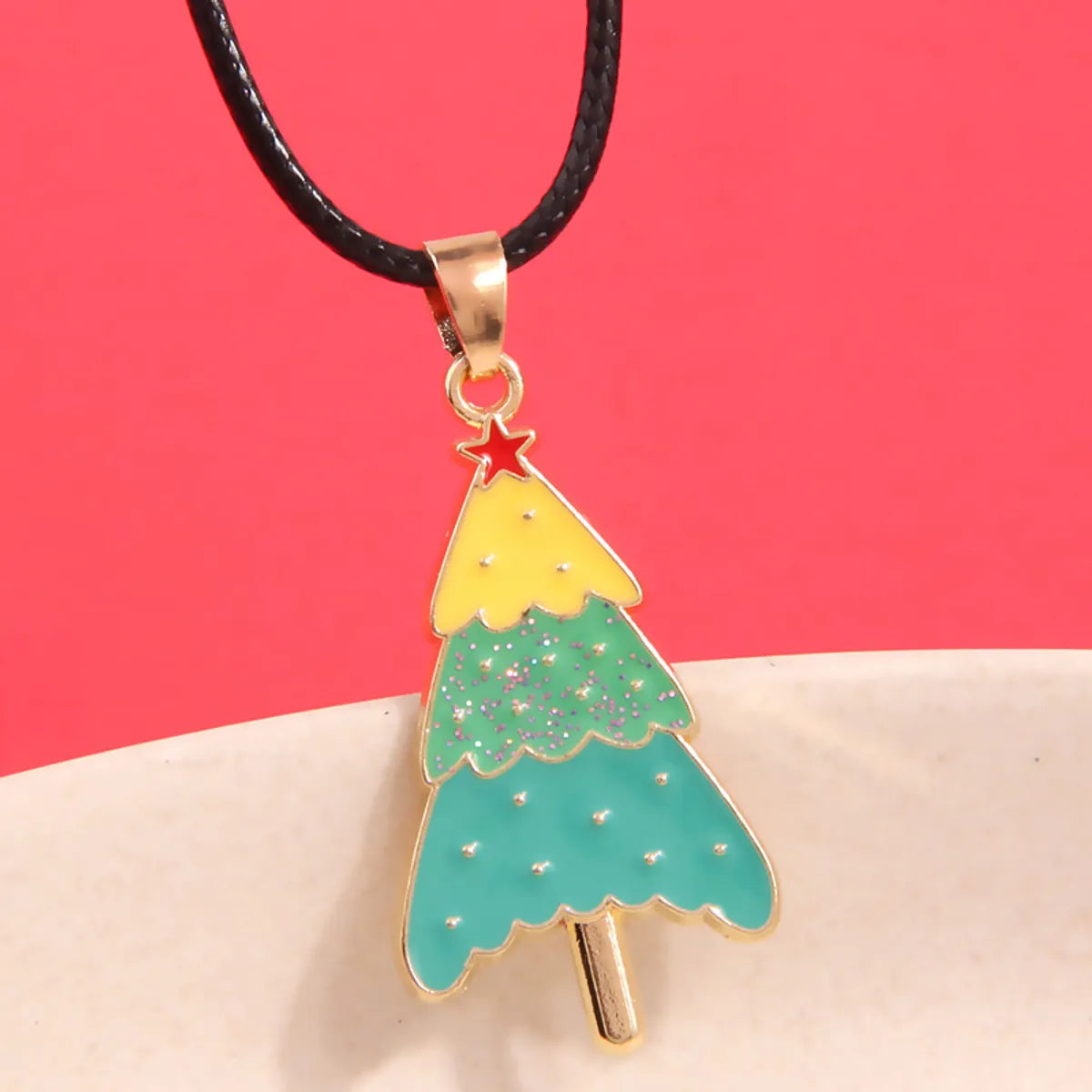 Christmas Simple Style Streetwear Christmas Tree Snowman Alloy Enamel Christmas Women'S Pendant Necklace