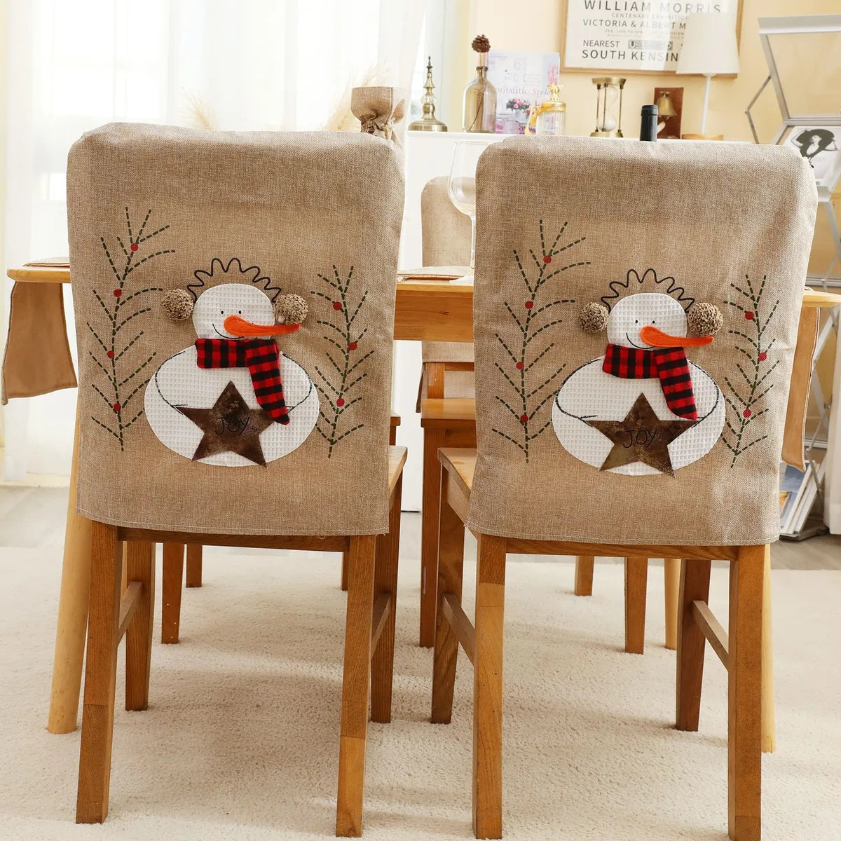 Christmas Snowman Cloth Party Tablecloth Chair Cover