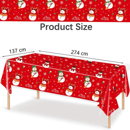 Christmas Snowman Plastic Party Tablecloth