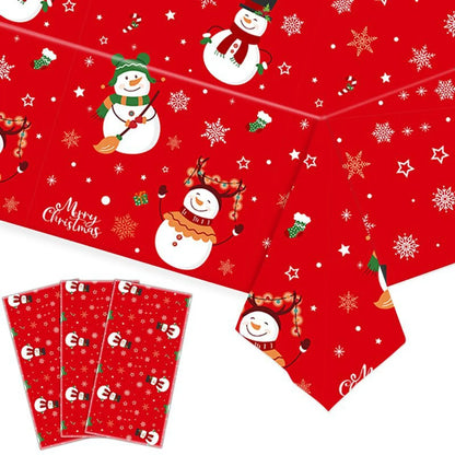 Christmas Snowman Plastic Party Tablecloth