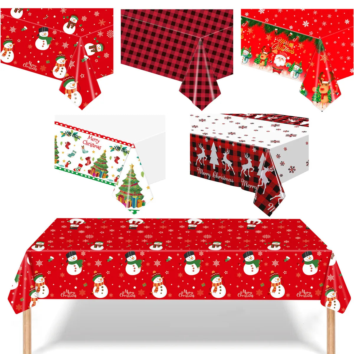 Christmas Snowman Plastic Party Tablecloth