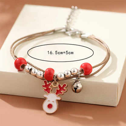 Christmas Streetwear Santa Claus Snowman Elk Alloy Rope Christmas Women'S Bracelets