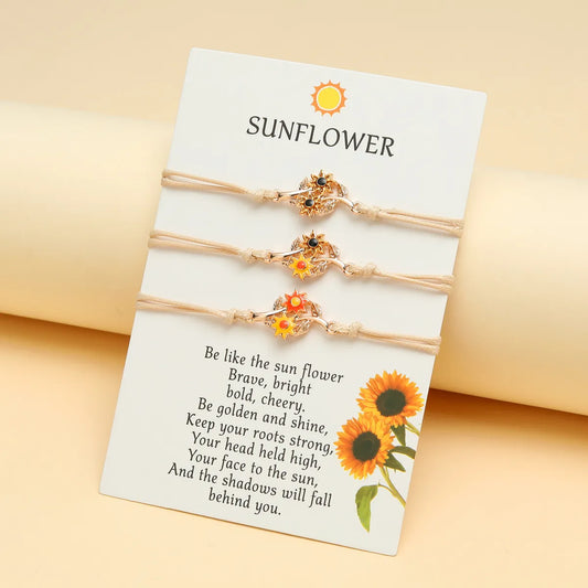 Christmas Sweet Pastoral Sunflower Flower Alloy Nylon Enamel Plating Unisex Bracelets