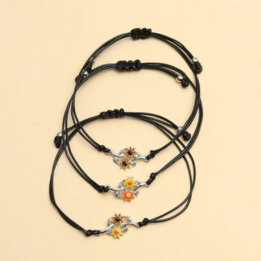 Christmas Sweet Pastoral Sunflower Flower Alloy Nylon Enamel Plating Unisex Bracelets