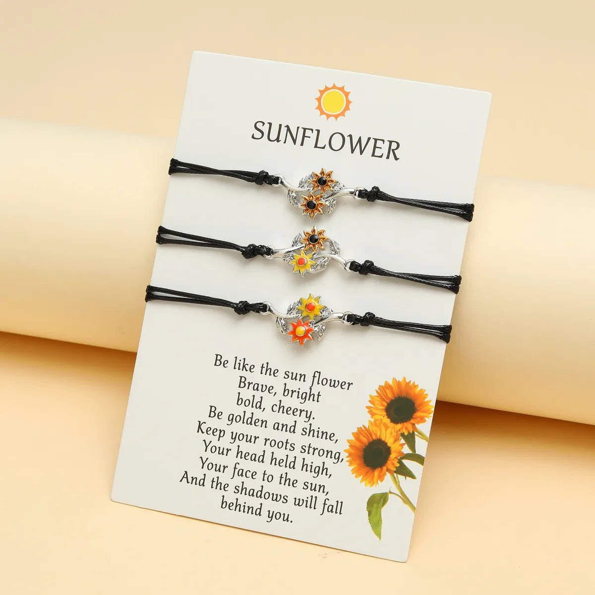 Christmas Sweet Pastoral Sunflower Flower Alloy Nylon Enamel Plating Unisex Bracelets