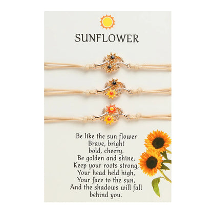 Christmas Sweet Pastoral Sunflower Flower Alloy Nylon Enamel Plating Unisex Bracelets