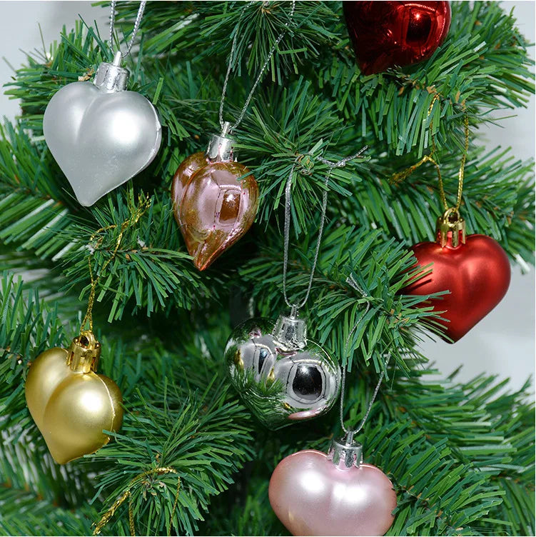 Christmas Tree Garland Decorations Small Pendant Valentine'S Day Gift 4.5cm Shaped Electroplating Love Heart Colored Ball