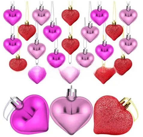 Christmas Tree Garland Decorations Small Pendant Valentine'S Day Gift 4.5cm Shaped Electroplating Love Heart Colored Ball