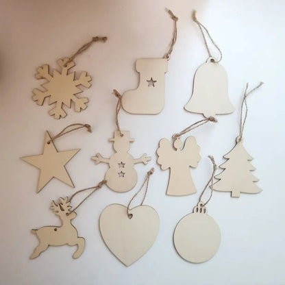 Christmas Tree Ornaments Wholesale Laser Engraved Wood Pieces Christmas Wood Crafts Christmas Angel Wood Pieces Pendant