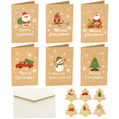 Christmas Vintage Style Cartoon Kraft Paper Party Card