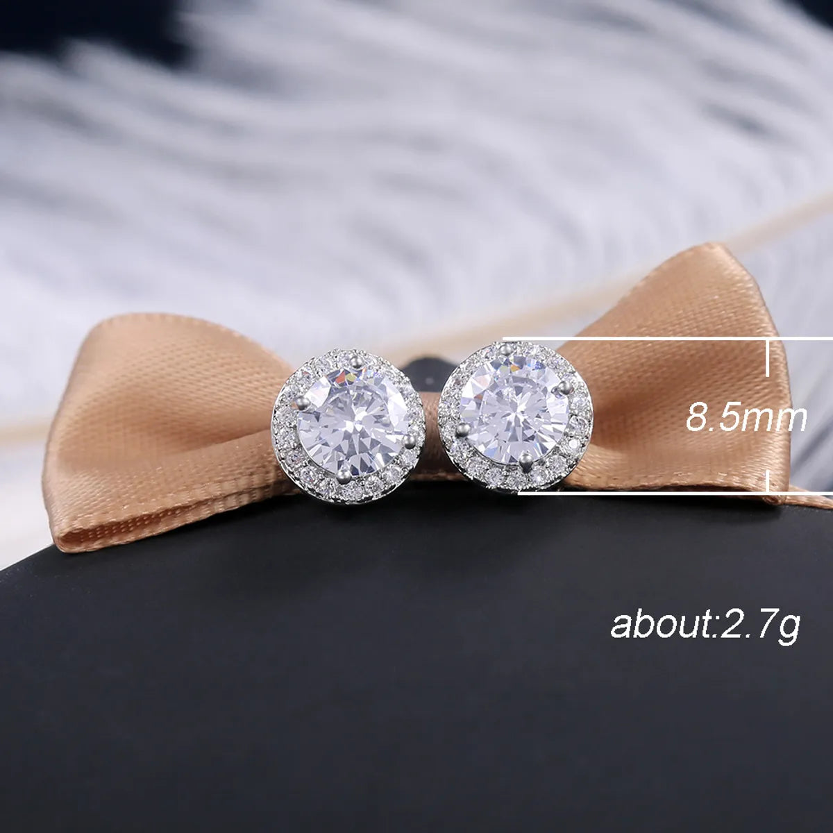 Classic Geometric Round Color Zircon Copper Earrings Wholesale