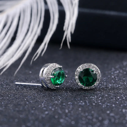 Classic Geometric Round Color Zircon Copper Earrings Wholesale