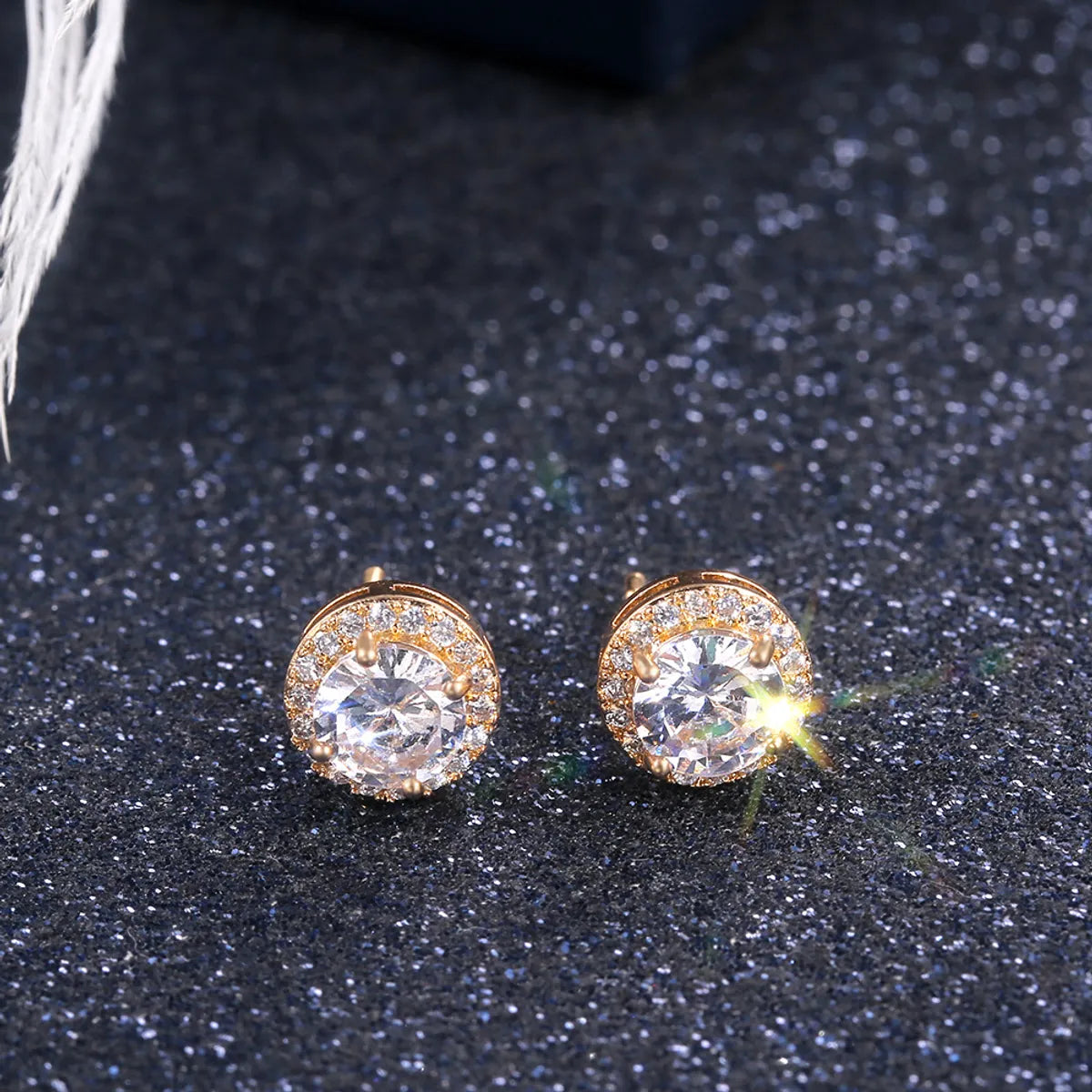 Classic Geometric Round Color Zircon Copper Earrings Wholesale