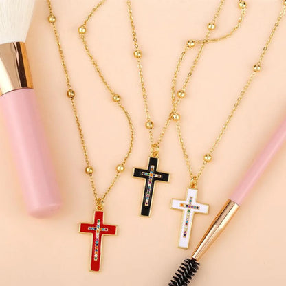 Classic Retro Cross Necklace Dripping Diamond Cross Pendant