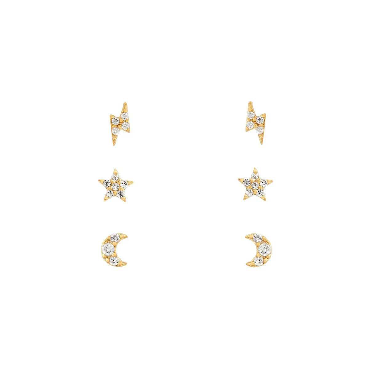 Star Brass Gem Earrings Ear Studs