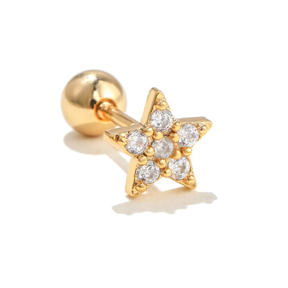 Star Brass Gem Earrings Ear Studs