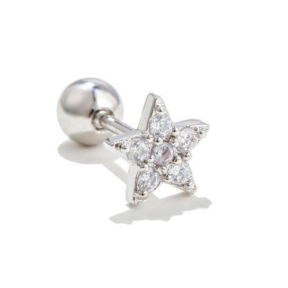 Star Brass Gem Earrings Ear Studs