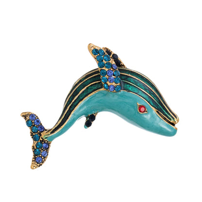 Classic Style Animal Dolphin Horse Alloy Inlay Rhinestones Unisex Brooches