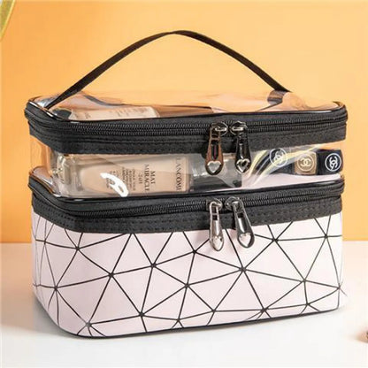 Classic Style Argyle Pu Leather Sequins Metal Button Square Makeup Bags