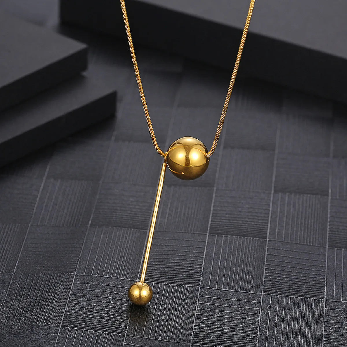 Classic Style Ball Titanium Steel Plating Necklace