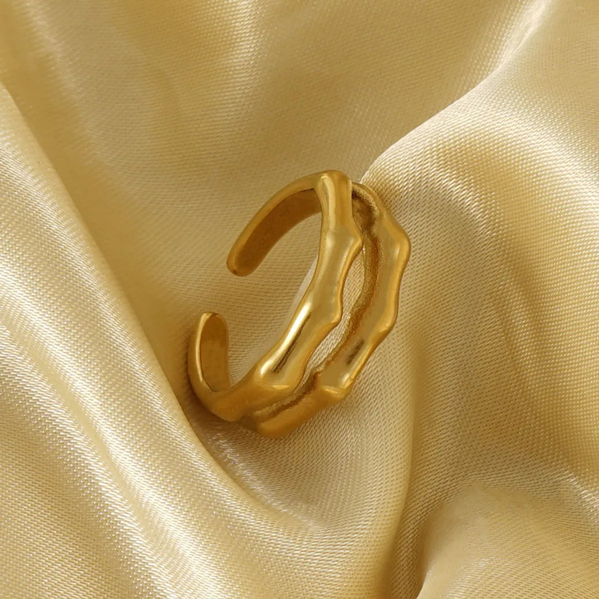 Classic Style Bamboo Stainless Steel Plating 18k Gold Plated Open Ring