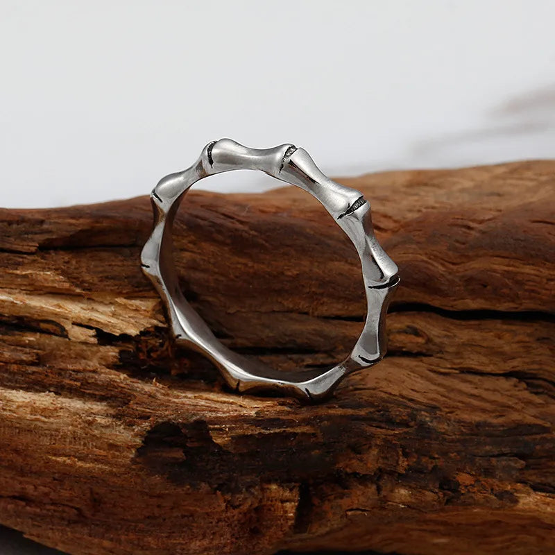 Classic Style Bamboo Titanium Steel Unisex Rings