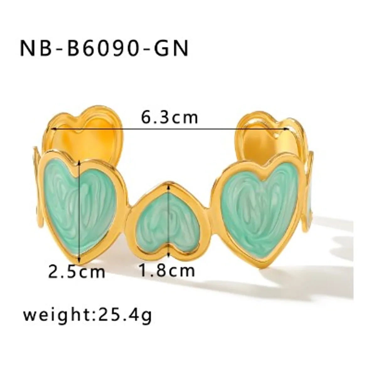 Classic Style C Shape Heart Shape 304 Stainless Steel 18K Gold Plated Cuff Bracelets In Bulk